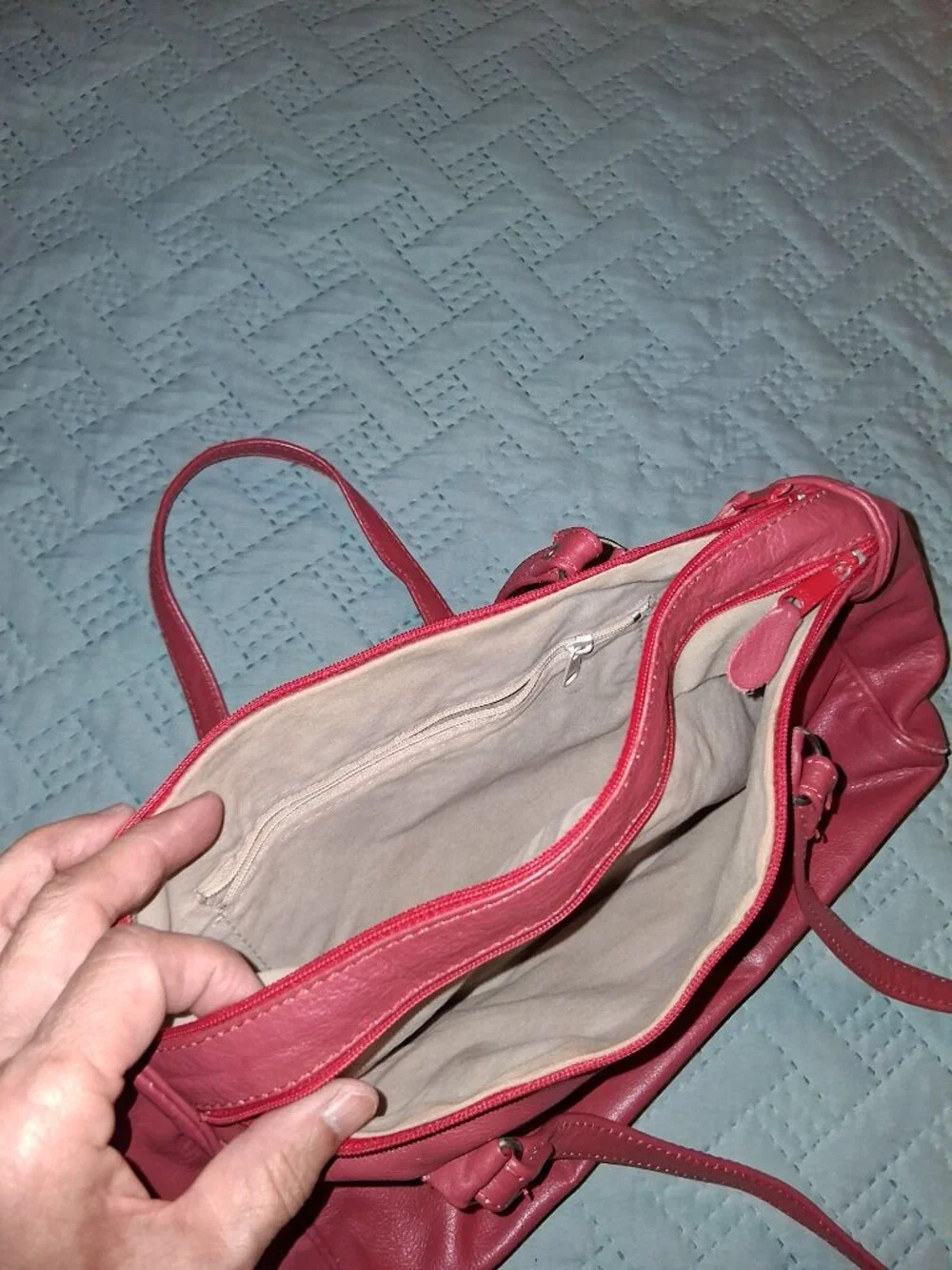 Red Leather Satchel Purse